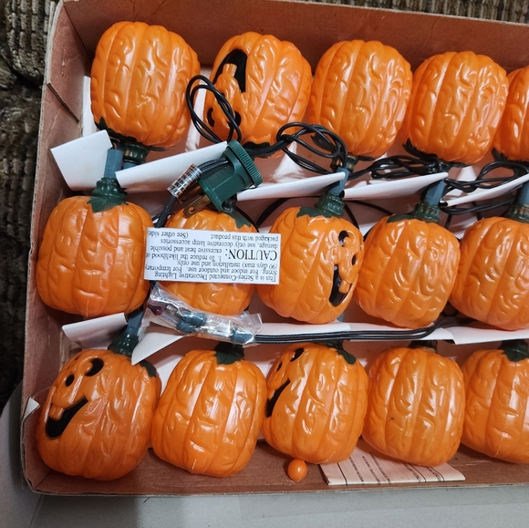 Vintage Pumpkin Blow Mold String Lights Halloween Trick Or Treat 13ft - Picture 8 of 9
